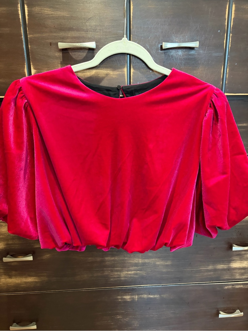 Zara pink Velvet Puff-Sleeve Women's Top/ Size Large and Small too